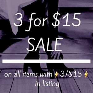 Look for ⚡3/$15⚡marked items are 3 for $15